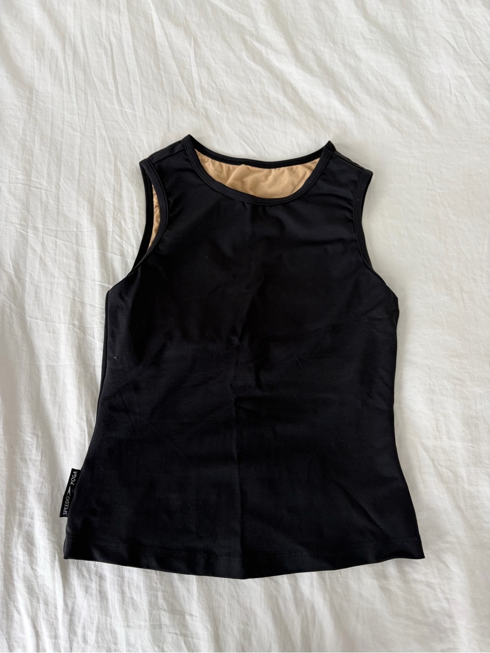 Women's athletic  at Tank Top - Black with Nude Lining